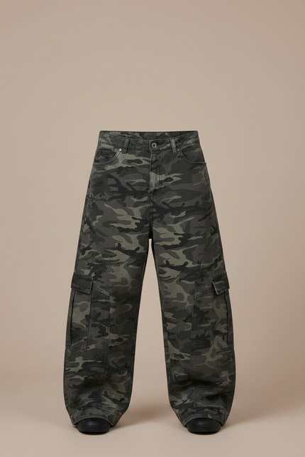 Pantalon Gris Camouflage Ample Cargo Garçon - Toile - vue 3