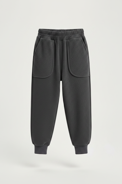 Pantalon Gris Côtelé Molletonné Doux Enfant - vue 3
