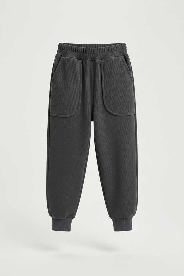 Pantalon Gris Côtelé Molletonné Doux Enfant - vue 3
