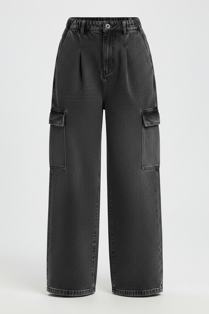 Pantalon Gris Cargo Ample Denim Fille - Jean - vue 3