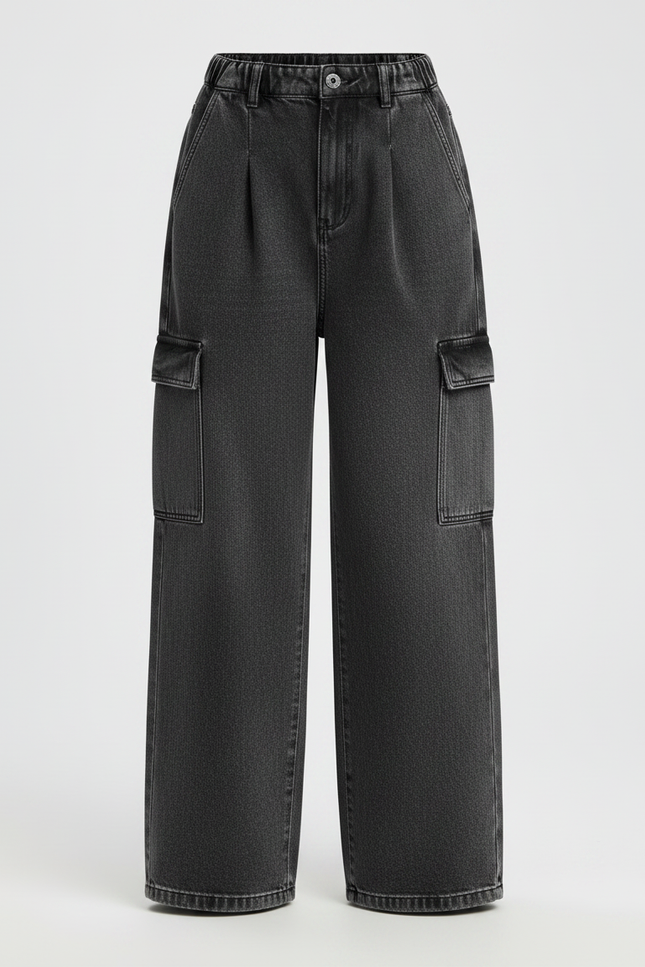 Pantalon Gris Cargo Ample Denim Fille - Jean - vue 3