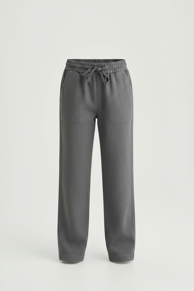 Pantalon Gris Coton Lin Ample Décontracté Enfant - vue 3