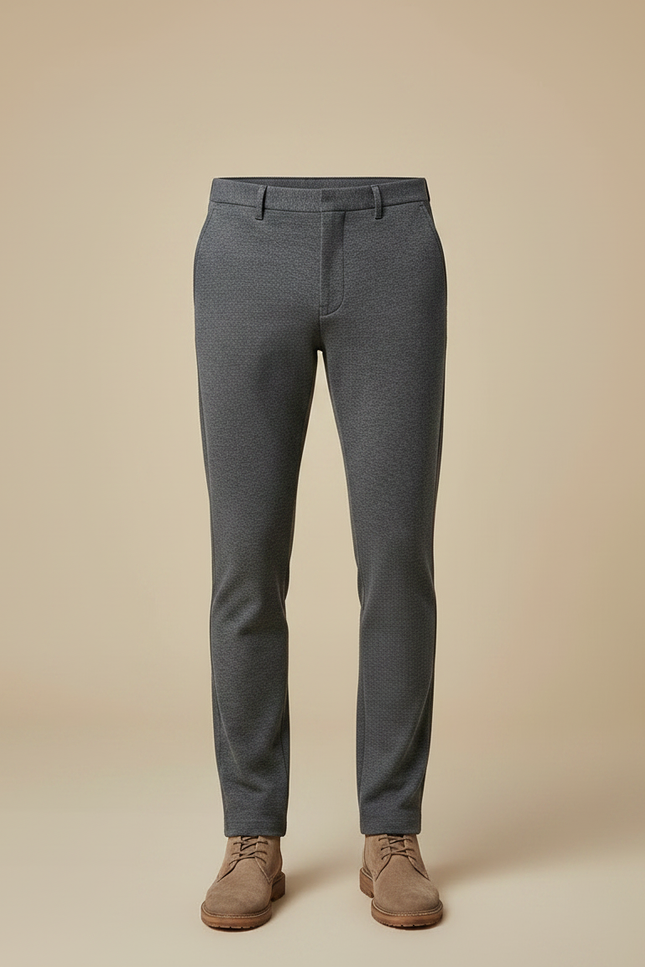 Pantalon Gris Tissé Slim Confortable Décontracté Homme - Laine - vue 3