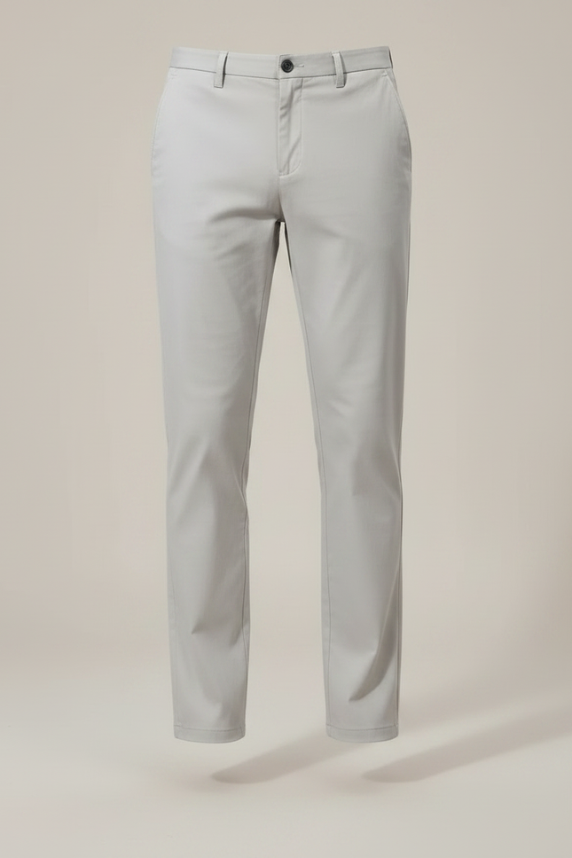 Pantalon Cigarette Gris Clair - Gabardine - vue 3