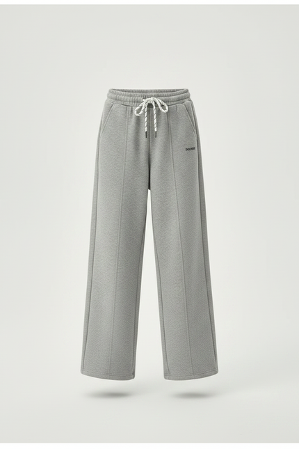 Pantalon Gris Large Molletonné Cordon Décontracté Fille - vue 3