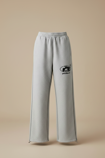 Pantalon Gris Ample Décontracté Molletonné Logo Femme - vue 3