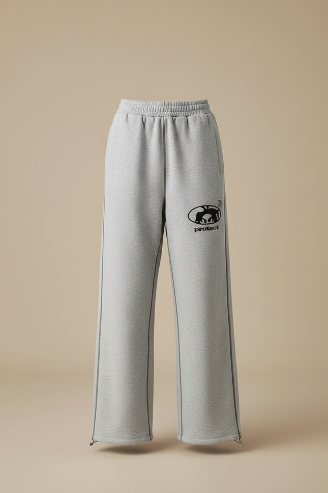 Pantalon Gris Ample Décontracté Molletonné Logo Femme - vue 3