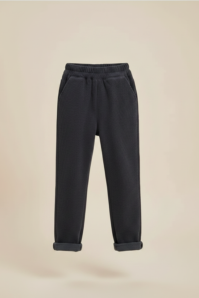 Pantalon Gris Côtelé Ample Doux Décontracté Enfant - Cordé - vue 3