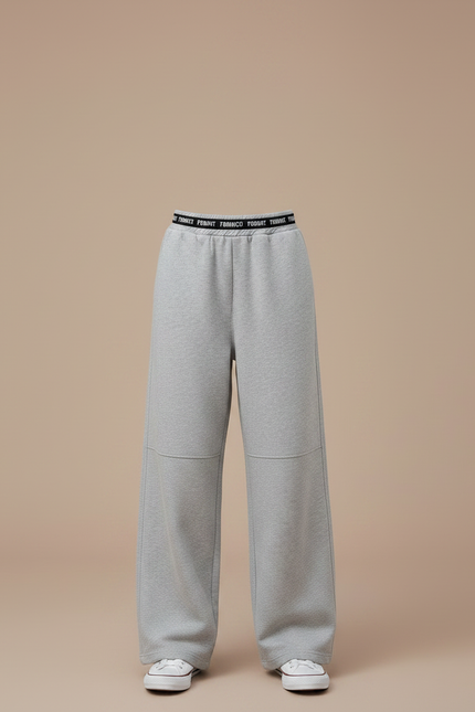 Pantalon Gris Large Coton Décontracté Enfant Sport - Molleton - vue 3