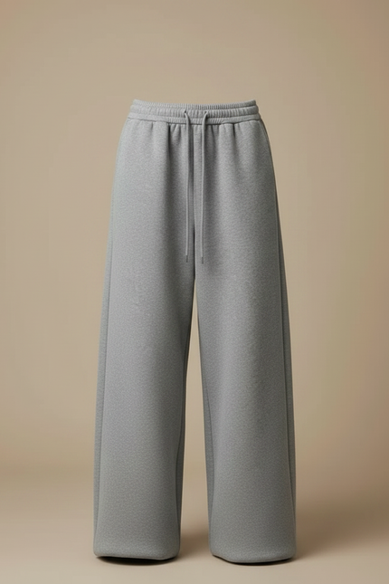 Pantalon Gris Ample Molletonné Cordon Décontracté Femme - vue 3