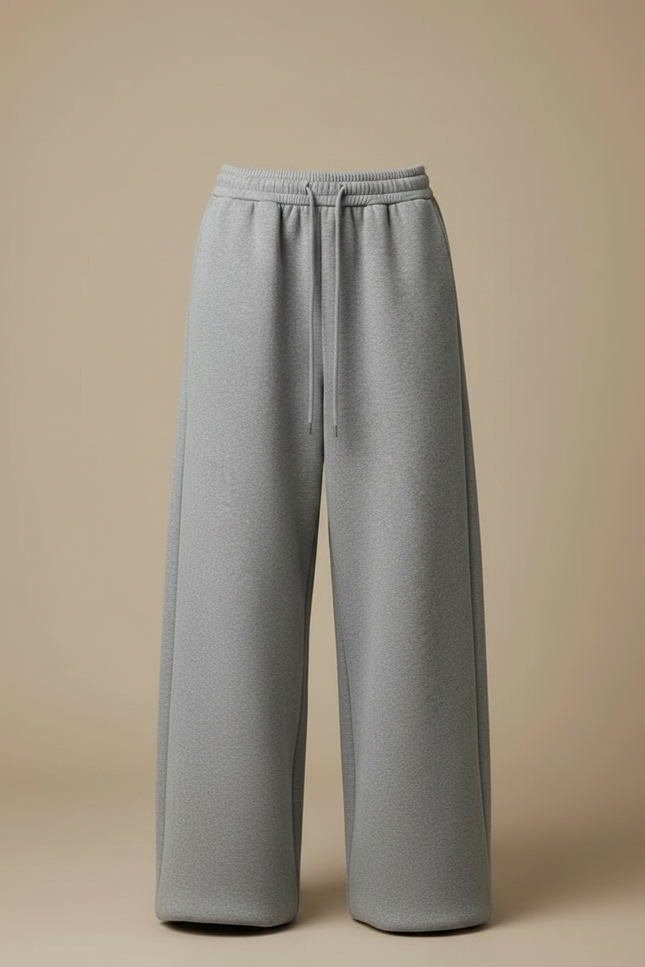 Pantalon Gris Ample Molletonné Cordon Décontracté Femme - vue 3