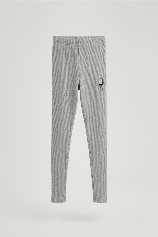 Pantalon Gris Côtelé Skinny Imprimé Fille - Maille - vue 3
