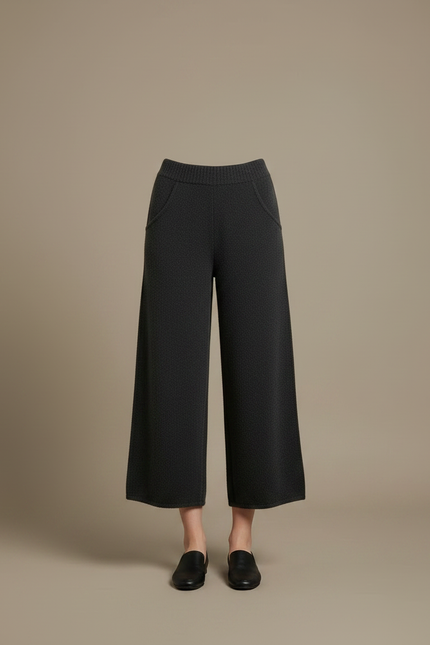 Pantalon Gris Ample Laine Tricoté Chaud Femme - vue 3