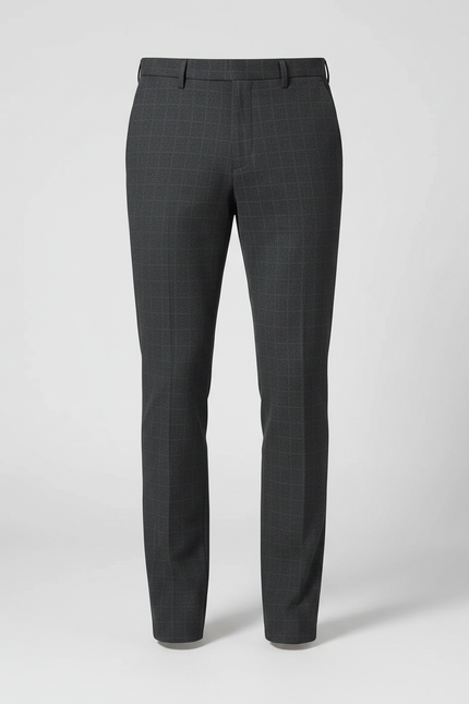 Pantalon Gris Quadrillé - Laine - vue 3