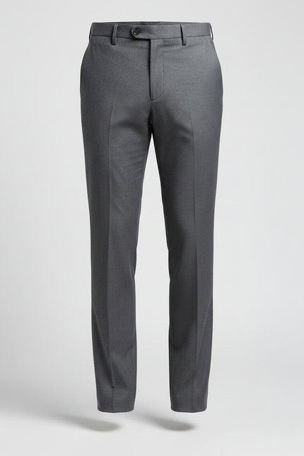 Pantalon Gris Droit Habillé Laine Homme Élégant - vue 3