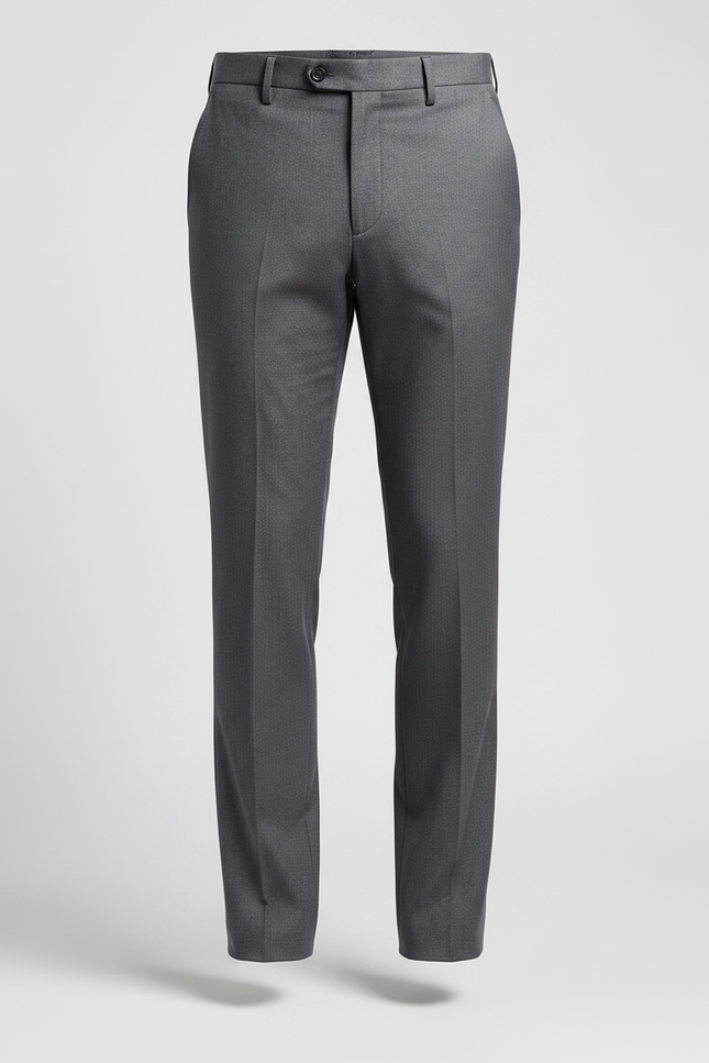 Pantalon Gris Droit Habillé Laine Homme Élégant - vue 3