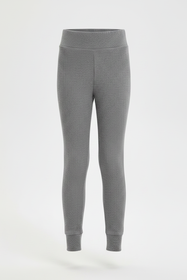 Pantalon Gris Côtelé Fille Extensible Doux Confortable - Maille - vue 3