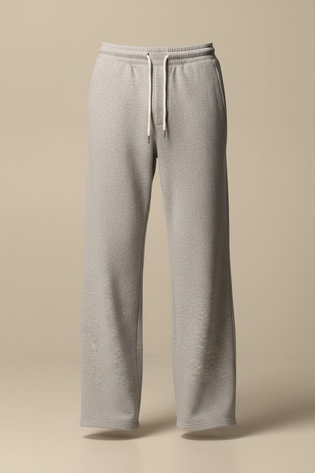 Pantalon Gris Molletonné Ample Droit Décontracté - vue 3