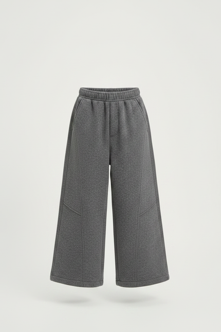 Pantalon Gris Ample Décontracté Épais Hiver Enfant - Molleton - vue 3