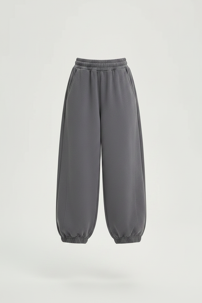 Pantalon Gris Ample Décontracté Confortable Coton Fille - Molleton - vue 3