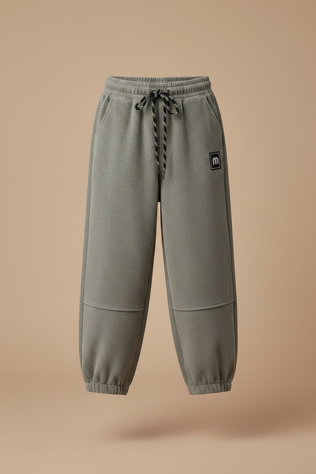 Pantalon Gris Côtelé Large Ample Doux Fille - Cordé - vue 3