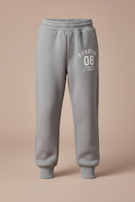 Pantalon Gris Molletonné Enfant Sport Lettres - vue 3