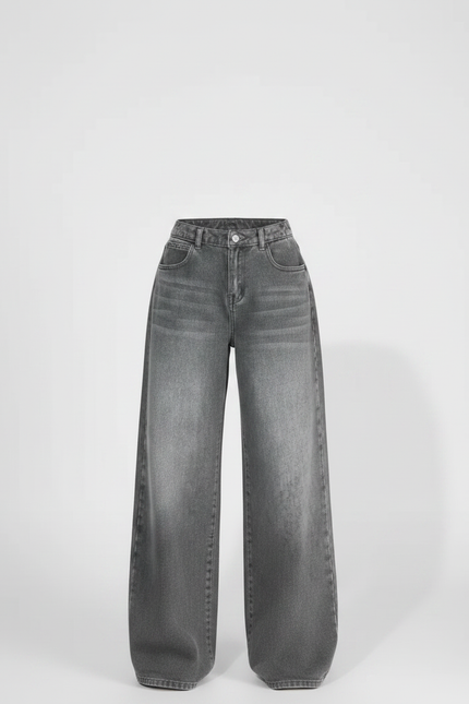 Pantalon Gris Large Décontracté Jean Femme - vue 3