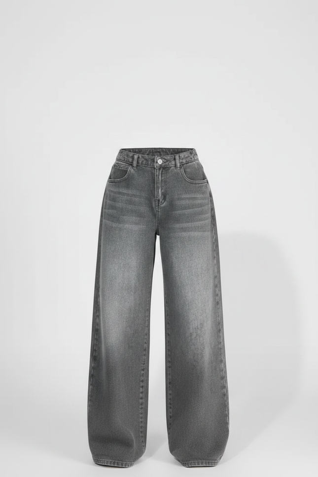 Pantalon Gris Large Décontracté Jean Femme - vue 3