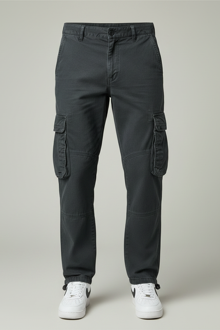 Pantalon Gris Cargo Décontracté Homme Coton Multi-poches - vue 3