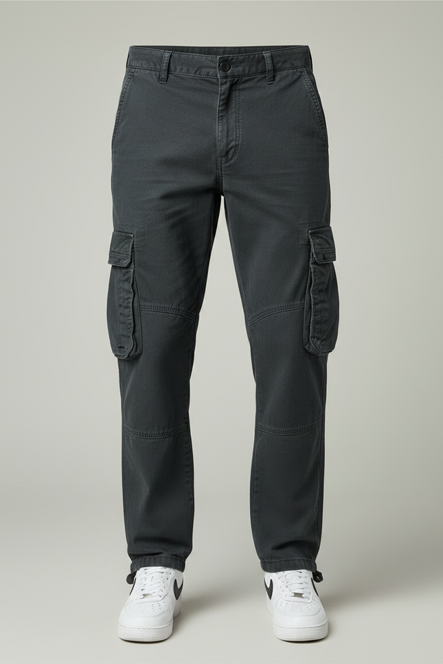 Pantalon Gris Cargo Décontracté Homme Coton Multi-poches - vue 3