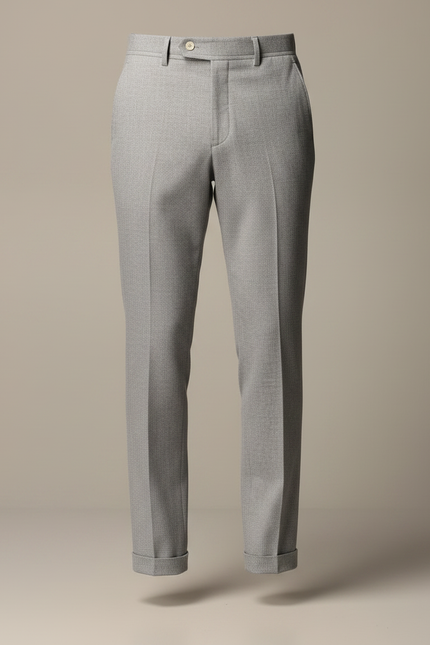 Pantalon Gris Élégant Droit Texturé Homme - Laine - vue 3