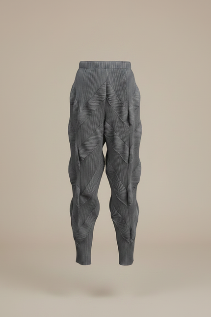 Pantalon Gris Plissé Fluide Décontracté Femme - Polyester - vue 3