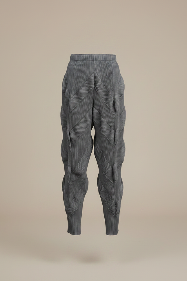 Pantalon Gris Plissé Fluide Décontracté Femme - Polyester - vue 3