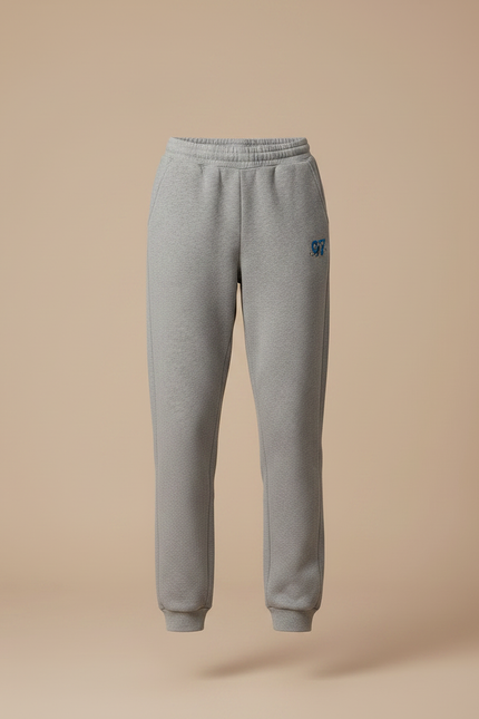 Pantalon Gris Coton Molletonné Logo Sport Décontracté - vue 3