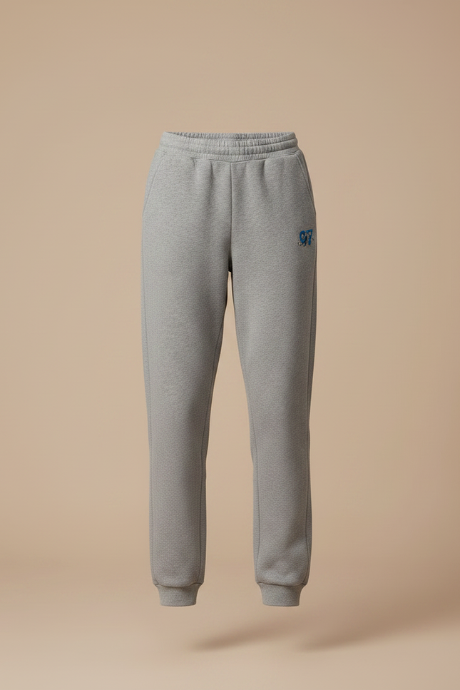 Pantalon Gris Coton Molletonné Logo Sport Décontracté - vue 3