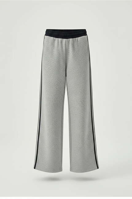 Pantalon Gris Large Molletonné Rayures Sport Enfant - vue 3