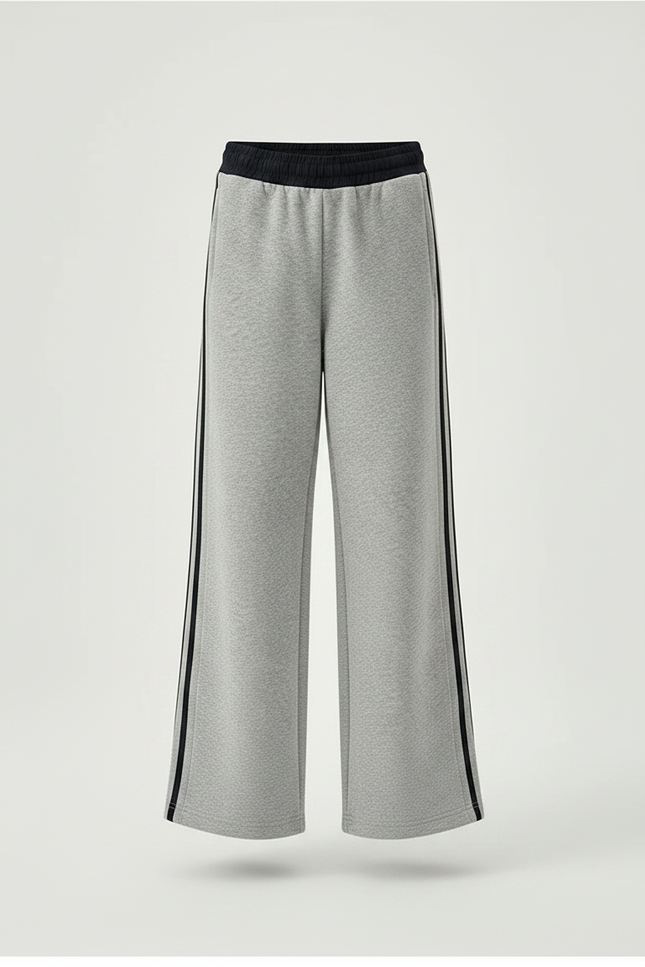 Pantalon Gris Large Molletonné Rayures Sport Enfant - vue 3