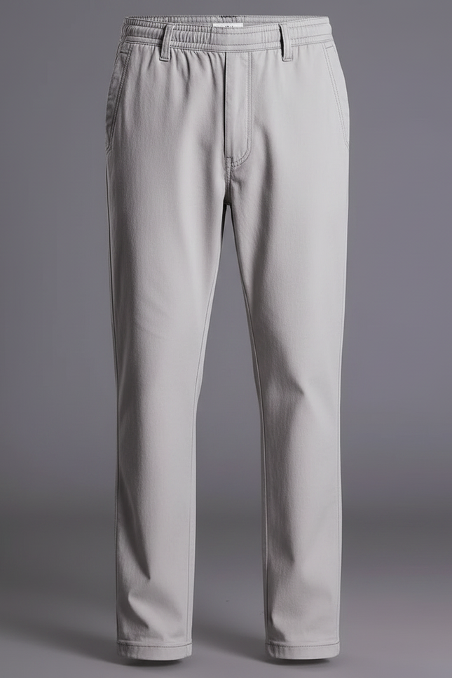 Pantalon Gris Coton Droit Décontracté Homme Ample - vue 3