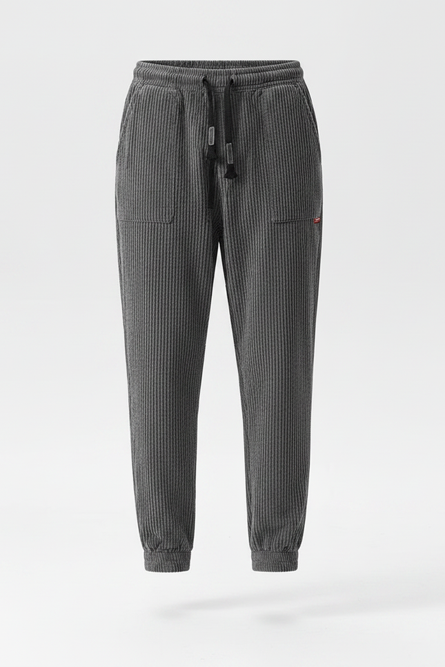 Pantalon Baggy Homme Gris - Cordé - vue 3