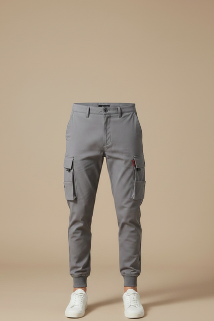 Pantalon Gris Cargo Décontracté Multi-poches Homme Jogger - Gabardine - vue 3