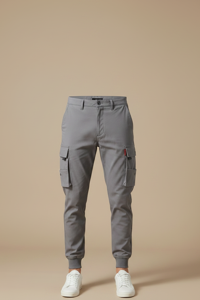 Pantalon Gris Cargo Décontracté Multi-poches Homme Jogger - Gabardine - vue 3