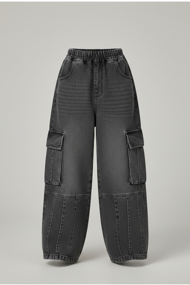 Pantalon Gris Cargo Ample Denim Enfant Décontracté - Jean - vue 3