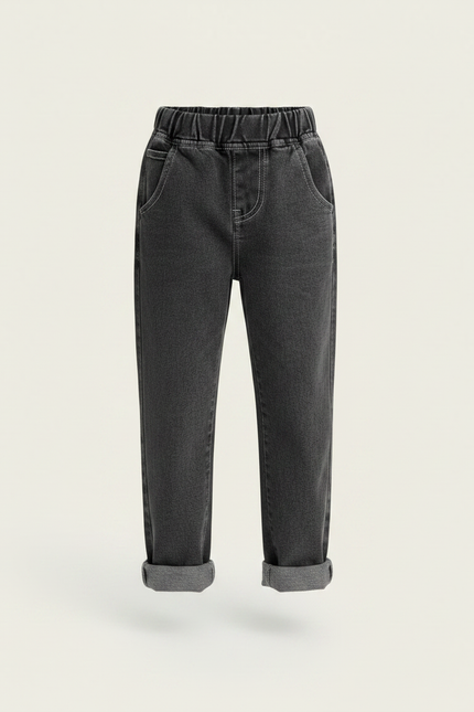 Pantalon Gris Enfant Jeans Ample Décontracté - vue 3