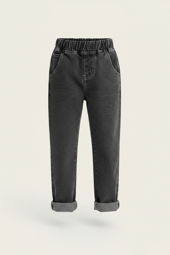 Pantalon Gris Enfant Jeans Ample Décontracté - vue 3