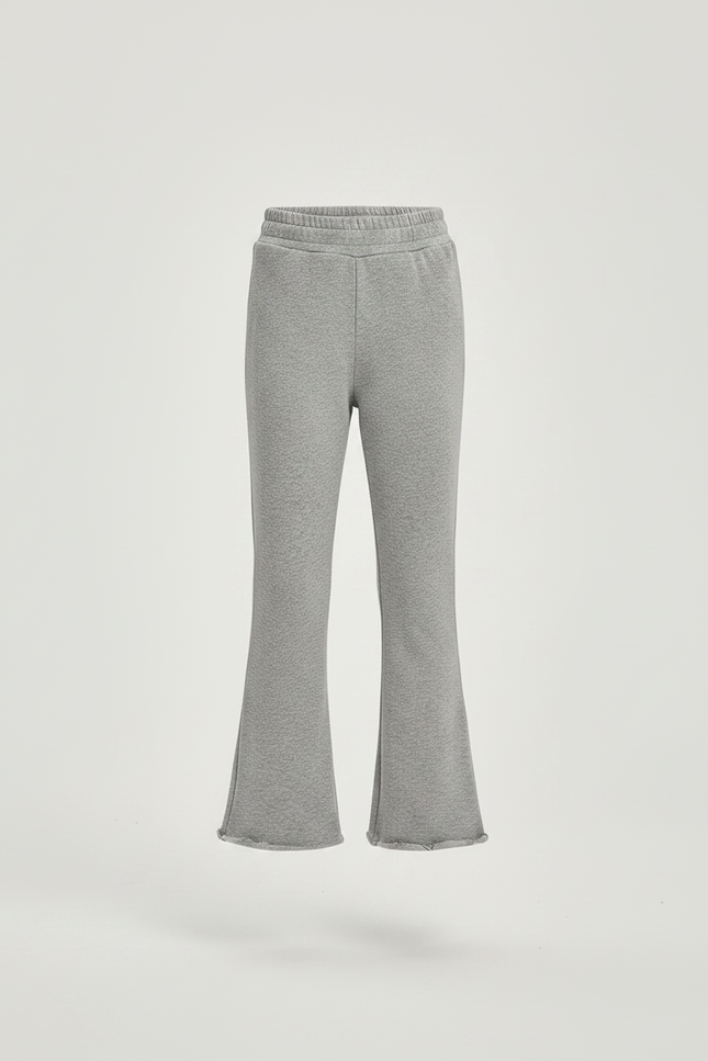 Pantalon Gris Évasé Confortable Fille Enfant Côtelé - Molleton - vue 3