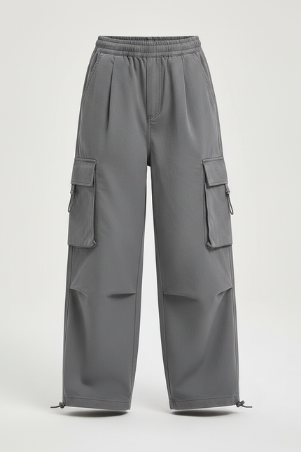 Pantalon Gris Cargo Ample Enfant Streetwear - Polyester - vue 3