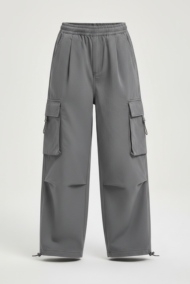 Pantalon Gris Cargo Ample Enfant Streetwear - Polyester - vue 3