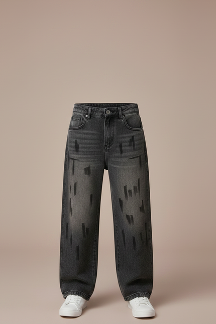 Pantalon Gris Denim Ample Imprimé Garçon - Jean - vue 3