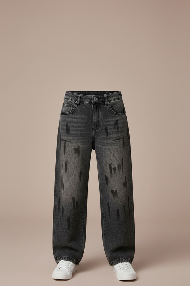 Pantalon Gris Denim Ample Imprimé Garçon - Jean - vue 3